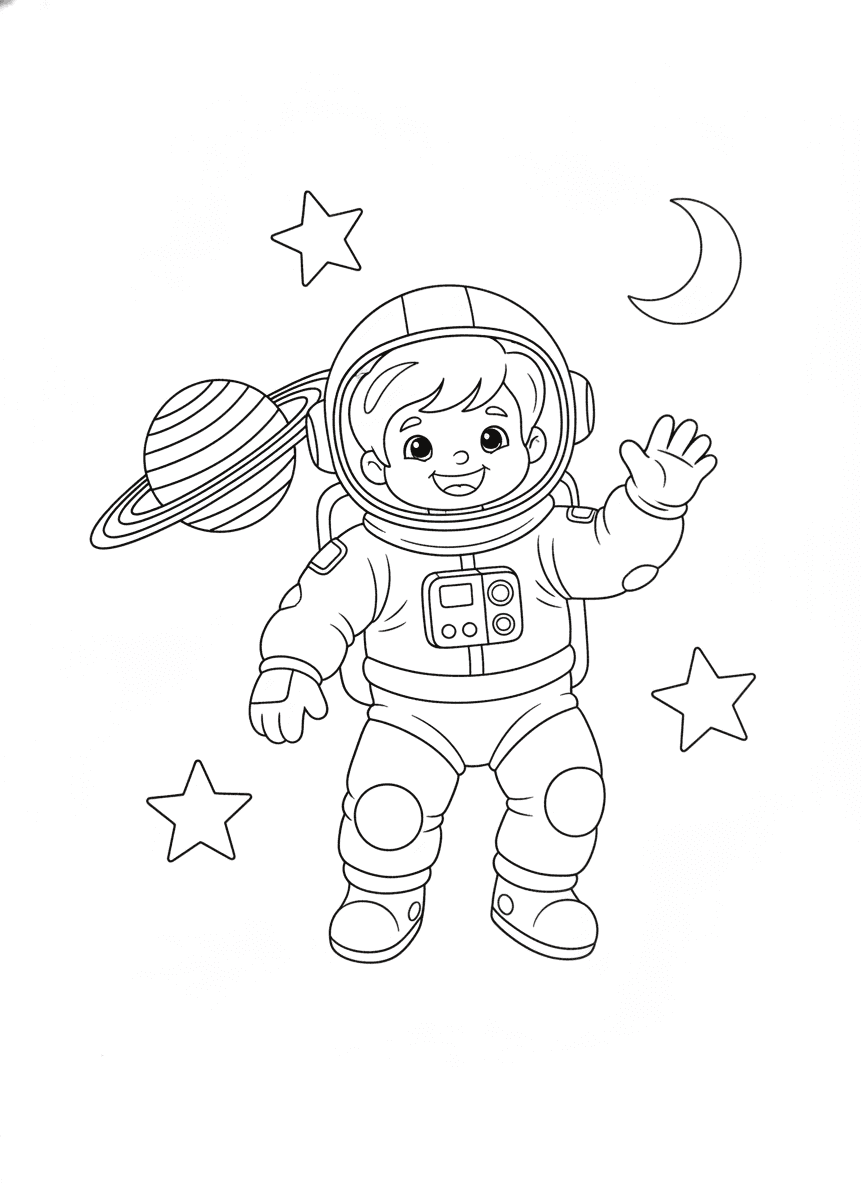 Kid Astronaut coloring page preview