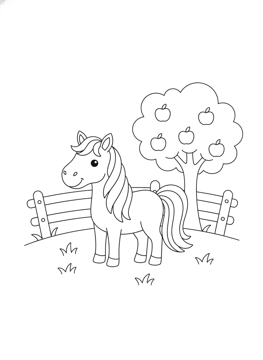 Happy Horse coloring page preview