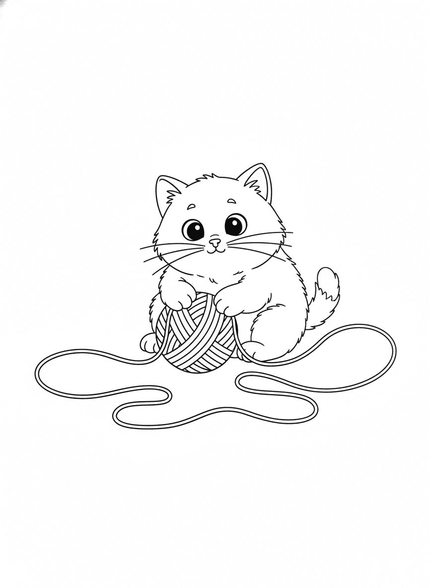 Curious Kitten coloring page preview