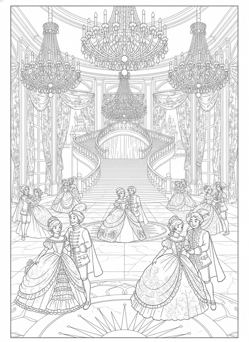 The Royal Ballroom (Detailed) coloring page preview